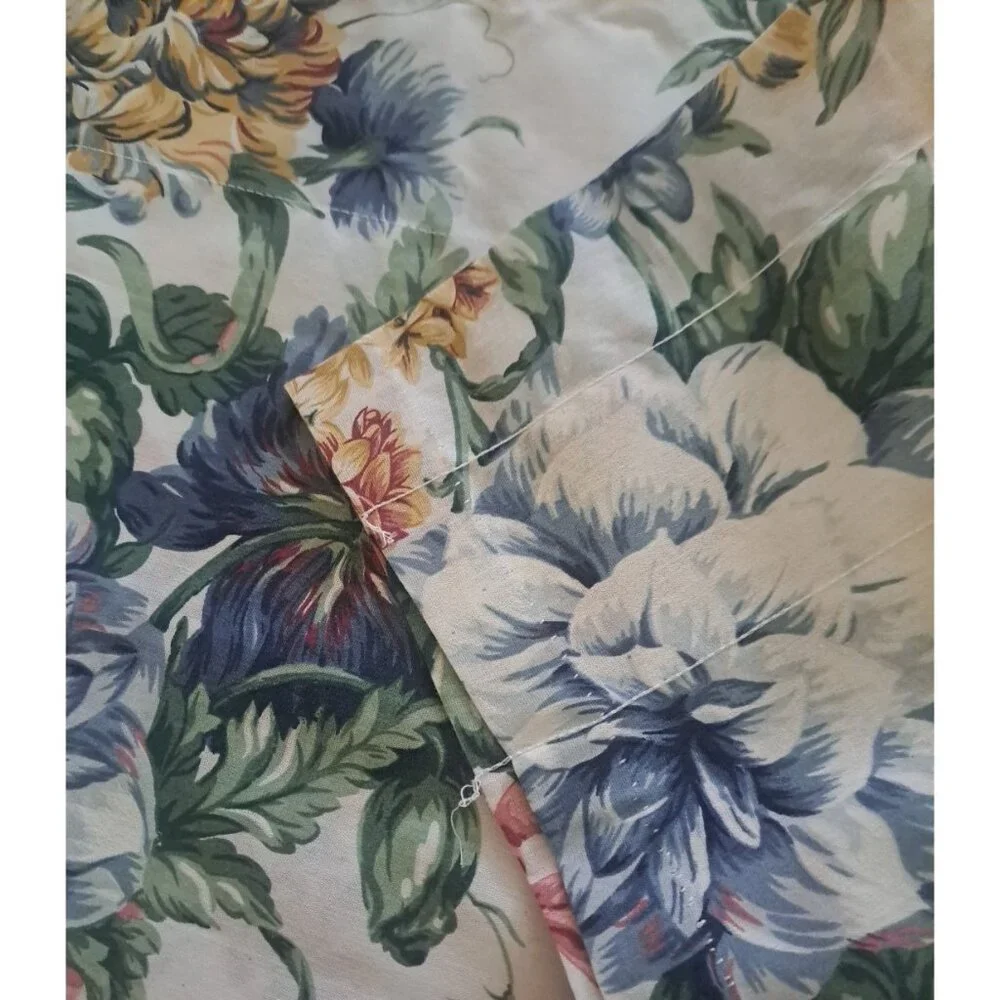 Vintage Pouf Valance Balloon Blue Floral Pink Ribbon Butterfly Cottage 17x86